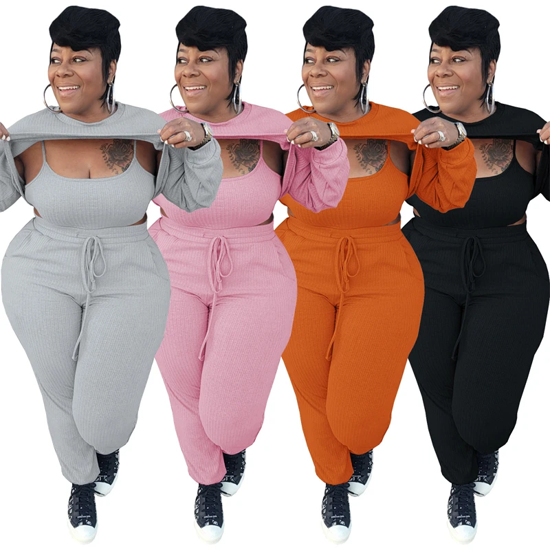 2022 Womens Clothing Bodycon Vest Long Sleeve Crop Top Pants Outfit Streetwear Plus Size 3 Pieces Sets Wholesale Dropshipping
2022 Womens Clothing Bodycon Vest Long Sleeve Crop Top Pants Outfit Streetwear Plus Size 3 Pieces Sets Wholesale Dropshipping