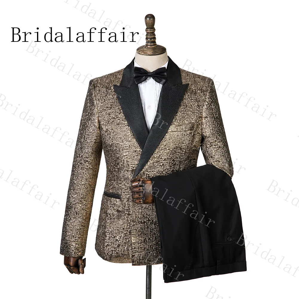 Свадебный костюм Bridalaffair для мужчин блестящий золотой с узором древесной коры