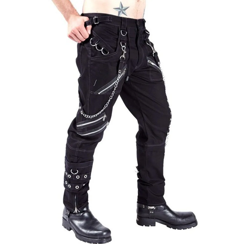 Men's Gothic Punk Rock Black Pants New Fashion Rivet Chain Hip Pop Casual Loose Streetwear Man Long Trousers Safari Style Trendy
Men's Gothic Punk Rock Black Pants New Fashion Rivet Chain Hip Pop Casual Loose Streetwear Man Long Trousers Safari Style Trendy