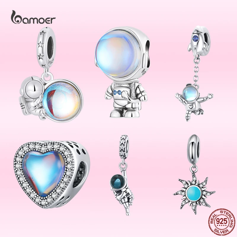 Bamoer 925 Sterling Silver Cute Moonstone Astronaut & Moon Sun Pendant Charms Beads Fit Original DIY Bracelet & Necklace Jewelry
Bamoer 925 Sterling Silver Cute Moonstone Astronaut & Moon Sun Pendant Charms Beads Fit Original DIY Bracelet & Necklace Jewelry