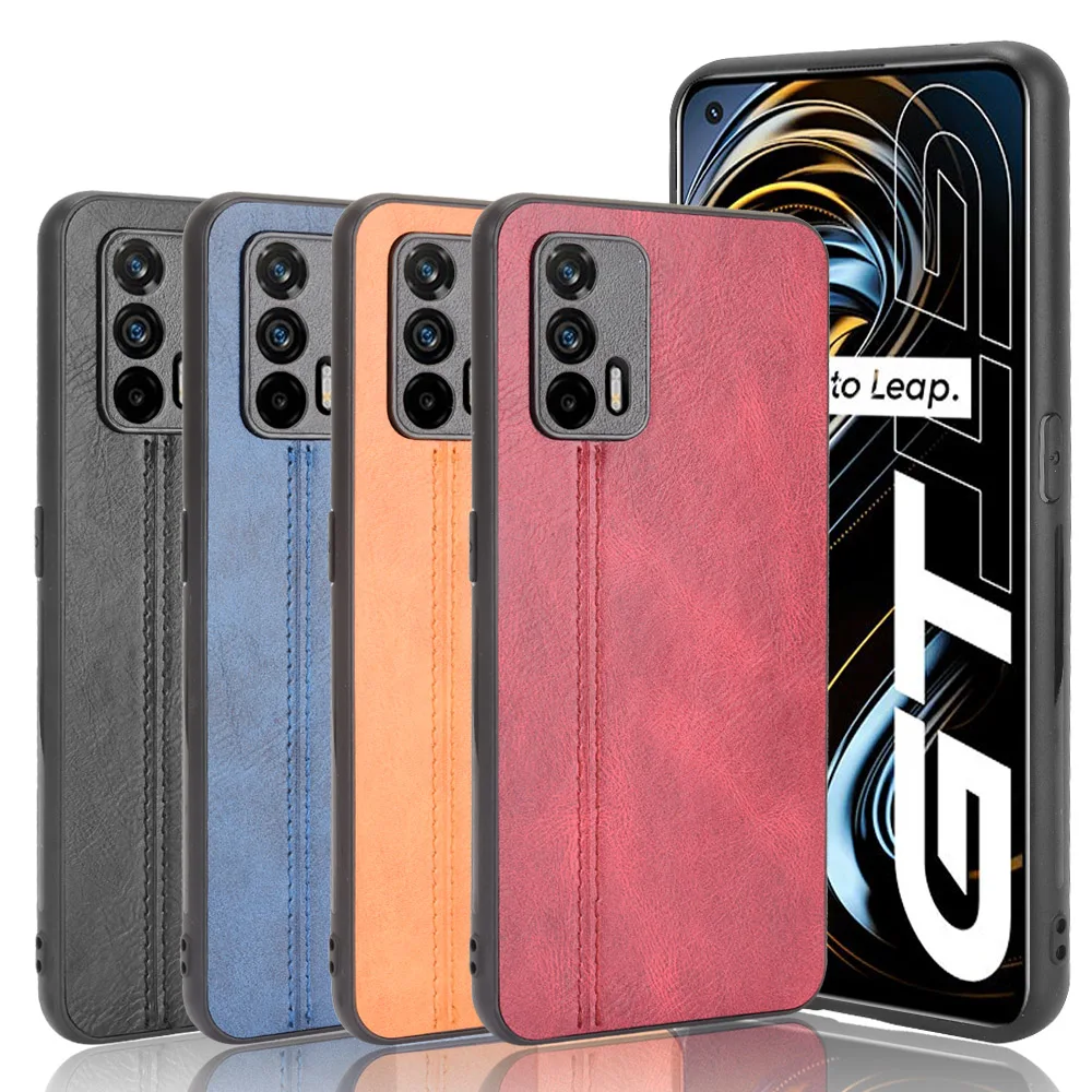 Для Realme Q3 Pro 5G чехол маршрут из телячьей кожи искусственной ПК Жесткий Чехол для