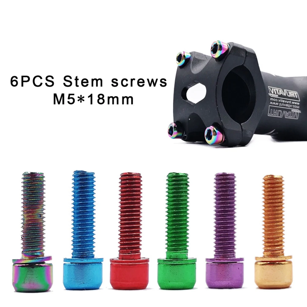 6Pcs M5*18mm Bicycle Handlebar Screw Stainless Steel MTB Road Bike Stem Riser Bolts Titanium-plated Colorful Screws Bicycle Part
6Pcs M5*18mm Bicycle Handlebar Screw Stainless Steel MTB Road Bike Stem Riser Bolts Titanium-plated Colorful Screws Bicycle Part