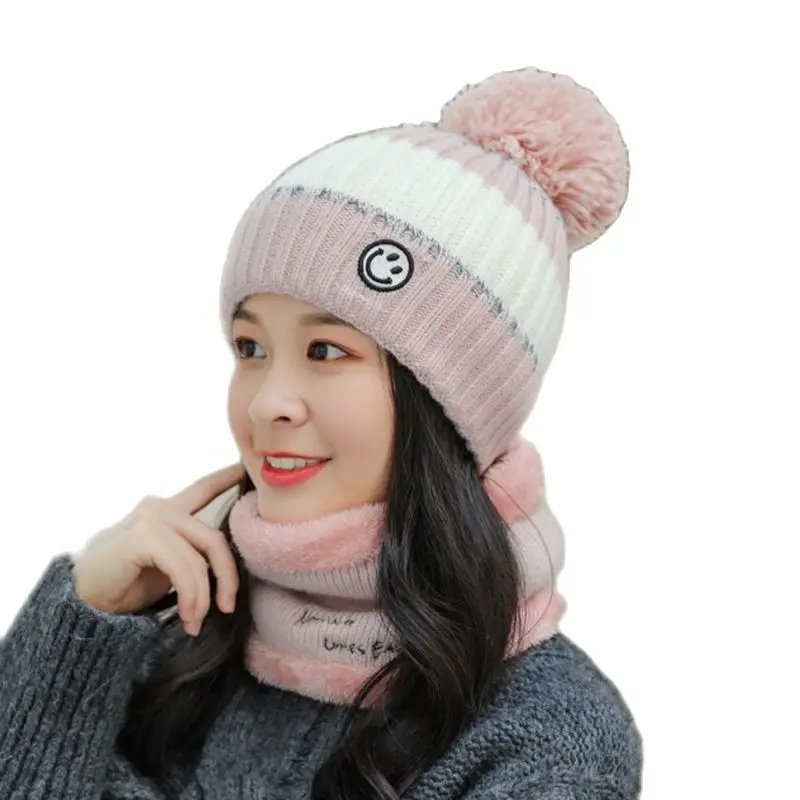 Knitted Women's Caps Warm Comfortable Smiley Ski Hats Bib Two-Piece Girl's Skull Caps skullies slouchy beanie Female turban scar
Knitted Women's Caps Warm Comfortable Smiley Ski Hats Bib Two-Piece Girl's Skull Caps skullies slouchy beanie Female turban scar