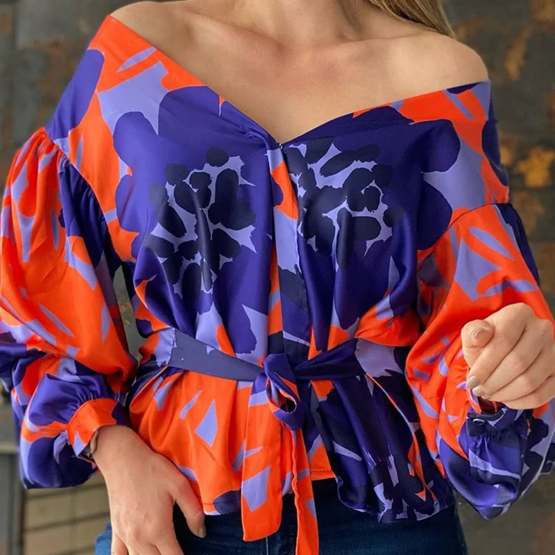 Retro Elegant Floral Print Women Blouses and Tops Spring Sexy Deep V Neck Off Shoulder Shirt Autumn Long Sleeve Tie-up Pullover
Retro Elegant Floral Print Women Blouses and Tops Spring Sexy Deep V Neck Off Shoulder Shirt Autumn Long Sleeve Tie-up Pullover