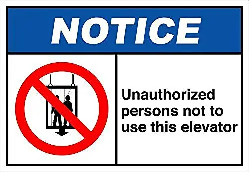 Unauthorized Persons Not to Use This Elevator Notice Metal Wall Poster Tin Sign Vintage BBQ Restaurant Dinner Room Cafe Shop De
Unauthorized Persons Not to Use This Elevator Notice Metal Wall Poster Tin Sign Vintage BBQ Restaurant Dinner Room Cafe Shop De