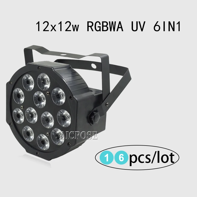 16 шт./лот 12x12 Вт led Par Светильник s RGBWA UV 6in1 плоский par Can 64 бар светильник dj Свадебный