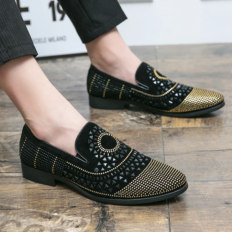 Men's Leather Loafers Fashion Crystal Embellished Boat Shoes Nightclub Party Trend Casual Flat Shoes Moccasin Men Brogues
Men's Leather Loafers Fashion Crystal Embellished Boat Shoes Nightclub Party Trend Casual Flat Shoes Moccasin Men Brogues