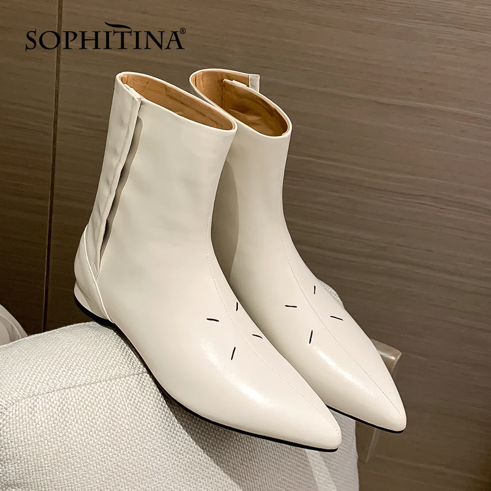 Женские повседневные ботинки SOPHITINA, натуральная кожа, заостренный носок, удобные офисные Ботинки на плоской подошве, на молнии, ручная работ...
Женские повседневные ботинки SOPHITINA, натуральная кожа, заостренный носок, удобные офисные Ботинки на плоской подошве, на молнии, ручная работ...