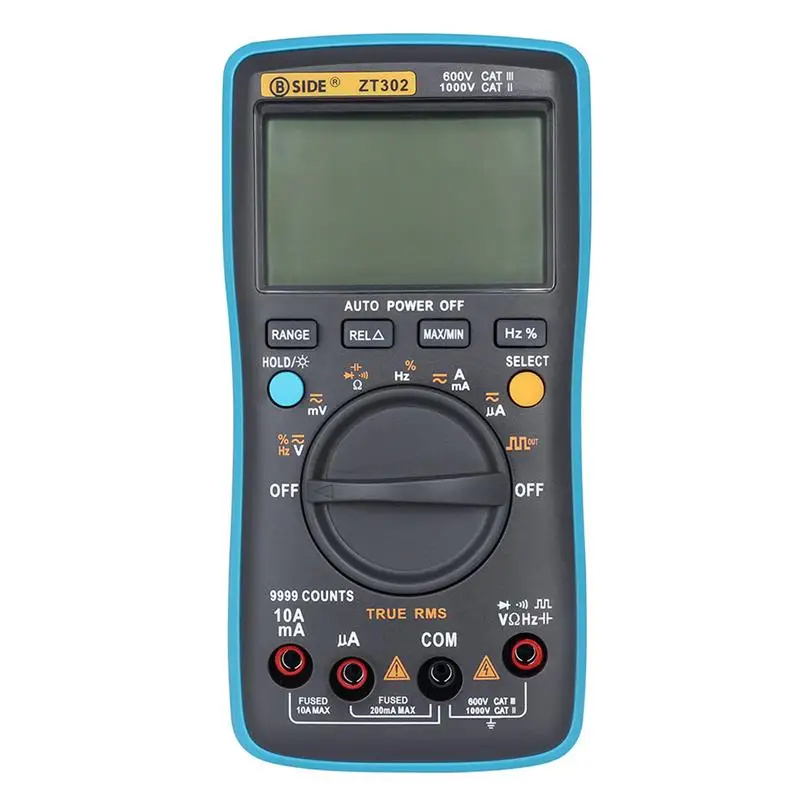 Цифровой мультиметр BSIDE ZT302, мультиметр с ЖК-дисплеем, измерением температуры и емкости, с разрешением 9999 отсчетов, True RMS, AC/DC
Цифровой мультиметр BSIDE ZT302, мультиметр с ЖК-дисплеем, измерением температуры и емкости, с разрешением 9999 отсчетов, True RMS, AC/DC