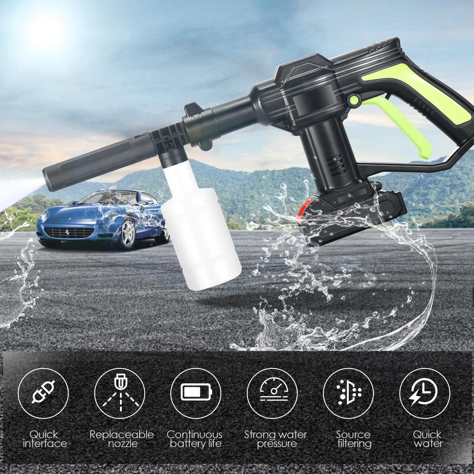 110PSI High Pressure Cleaning Gun Car Washer 110/220V Electric Cordless Gardens Car Cleaning Machine with Cleaning Brush 6m Hose
110PSI High Pressure Cleaning Gun Car Washer 110/220V Electric Cordless Gardens Car Cleaning Machine with Cleaning Brush 6m Hose