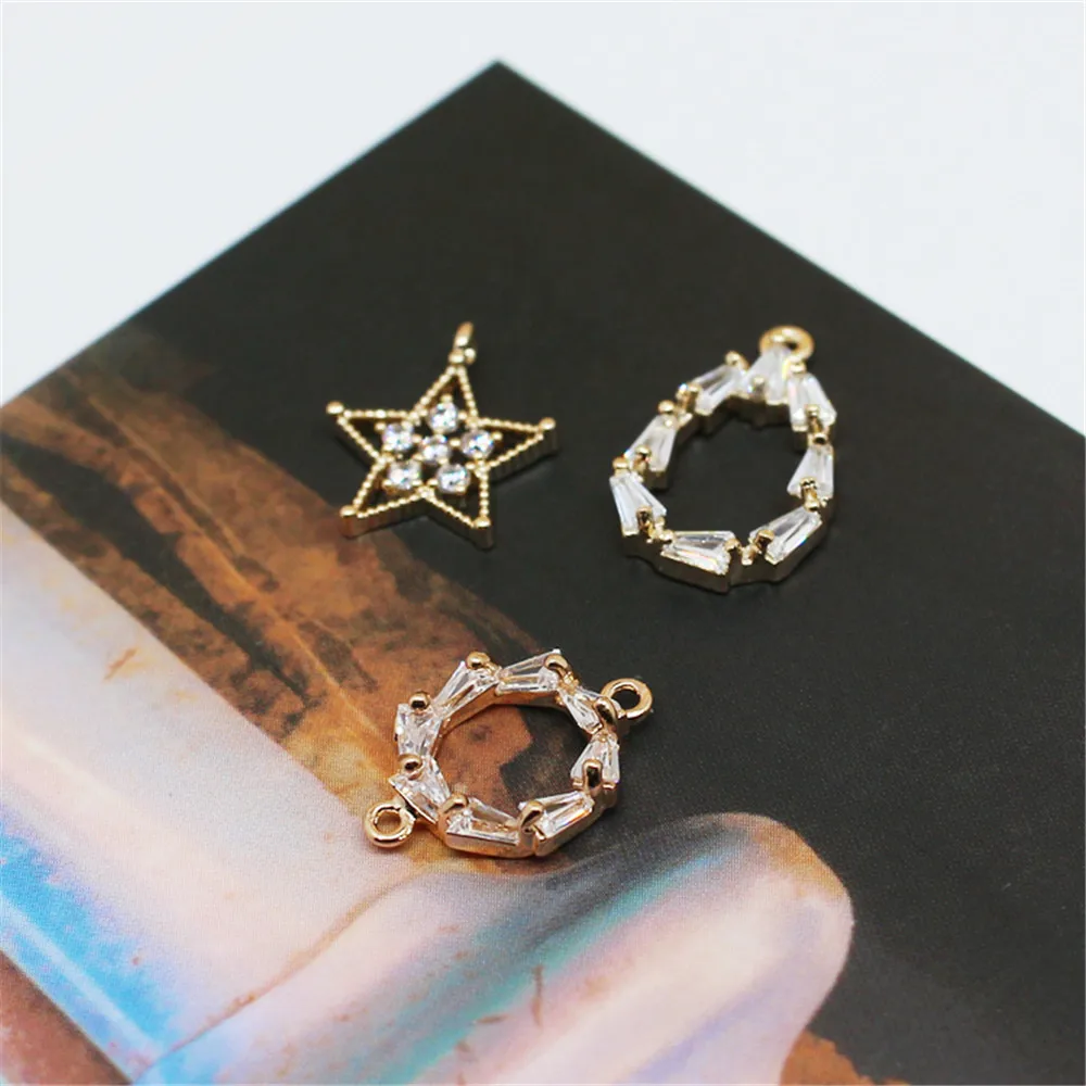 Real 14K Gold Plated Zircon earring pendant DIY earring accessory five-pointed star water drop pendant
Real 14K Gold Plated Zircon earring pendant DIY earring accessory five-pointed star water drop pendant