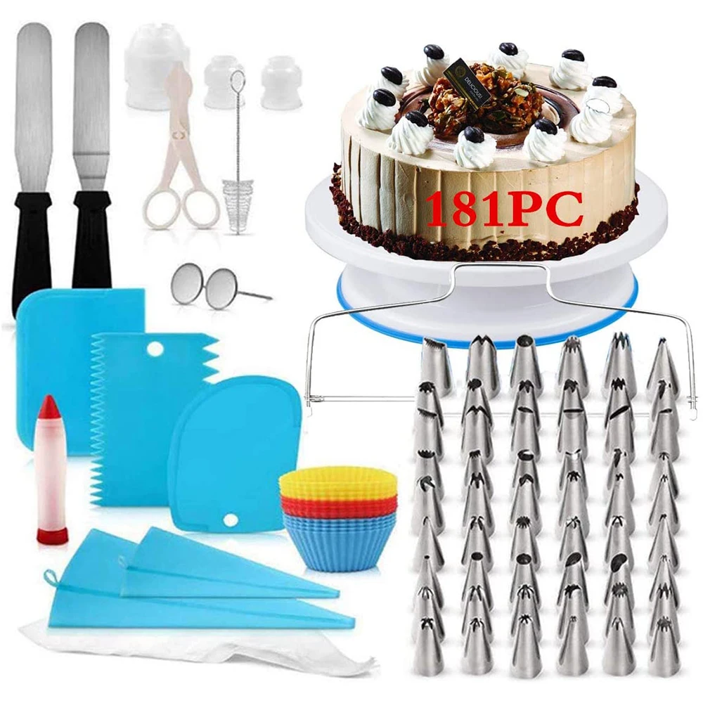 181Pcs Cake Decoration Tool Set Cake Turntable Pastry Tube Jelly Tool Nozzle Cake Biscuit Baking Tool Utensils Accessories
181Pcs Cake Decoration Tool Set Cake Turntable Pastry Tube Jelly Tool Nozzle Cake Biscuit Baking Tool Utensils Accessories
