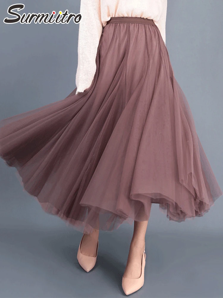 SURMIITRO 2022 Summer Korean Fashion 3 Layers Mesh Long Tulle Skirt Women Elegant High Waist Pleated A Line Skirt Female
SURMIITRO 2022 Summer Korean Fashion 3 Layers Mesh Long Tulle Skirt Women Elegant High Waist Pleated A Line Skirt Female