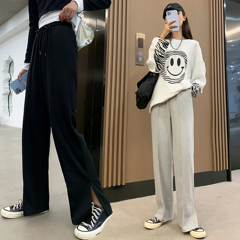 Fashion women's trousers 2021 early spring new split trousers drawstring casual straight wide-leg pants trousers
Fashion women's trousers 2021 early spring new split trousers drawstring casual straight wide-leg pants trousers
