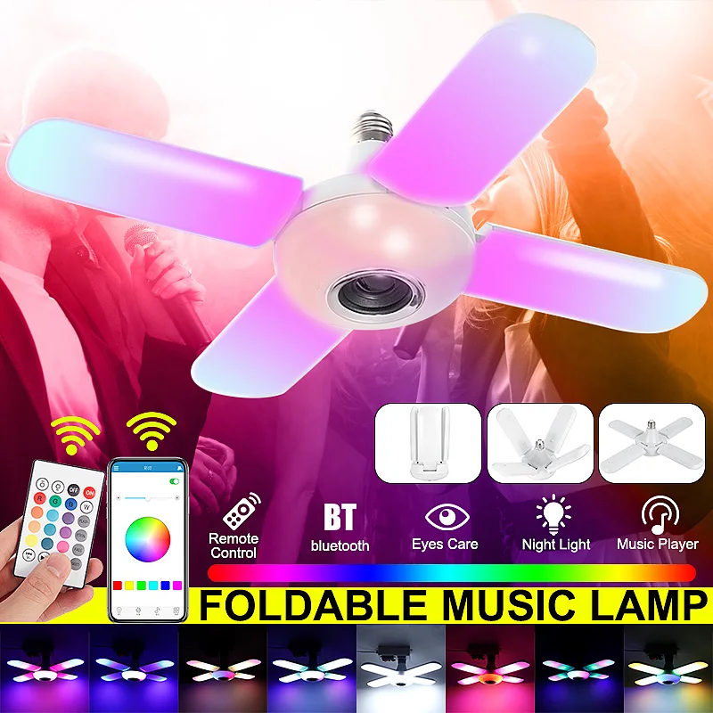 120W LED Four-leaf Bluetooth Music Lamp Colorful Intelligent Audio Folding Bulb Lamp+Remote Control Deformable Ceiling Lights
120W LED Four-leaf Bluetooth Music Lamp Colorful Intelligent Audio Folding Bulb Lamp+Remote Control Deformable Ceiling Lights