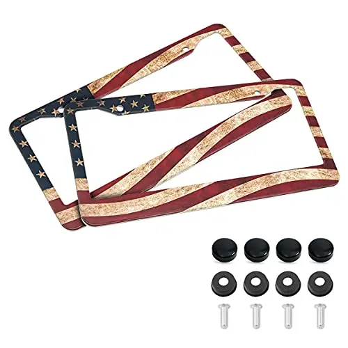 Car License Plate Frame, 2 Pack Aluminum Stainless Steel License Plate Frame, Rust-Proof, Durable, License Plate Frame (Flag 2)
Car License Plate Frame, 2 Pack Aluminum Stainless Steel License Plate Frame, Rust-Proof, Durable, License Plate Frame (Flag 2)