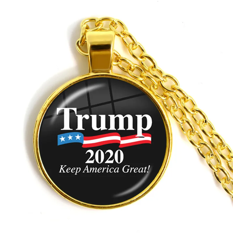 Стеклянное ожерелье с кабошоном изображением Трампа 2020 коллекция сохранить
