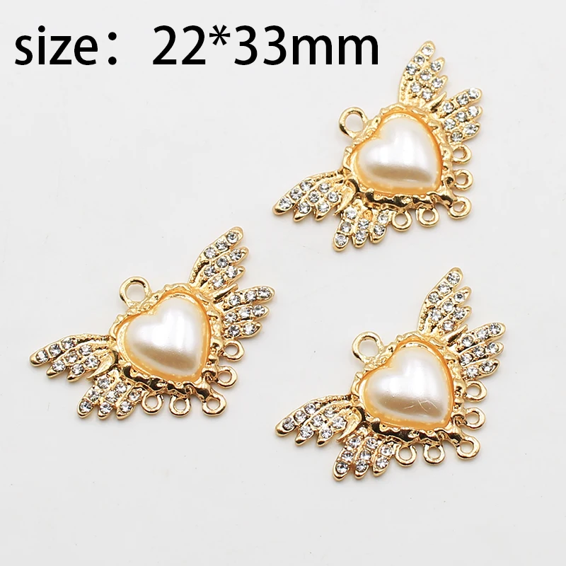 New 2pcs 22*33mm alloy shiny rhinestone pearl creative angel wings peach heart cute pendant DIY costume decoration accessories
New 2pcs 22*33mm alloy shiny rhinestone pearl creative angel wings peach heart cute pendant DIY costume decoration accessories