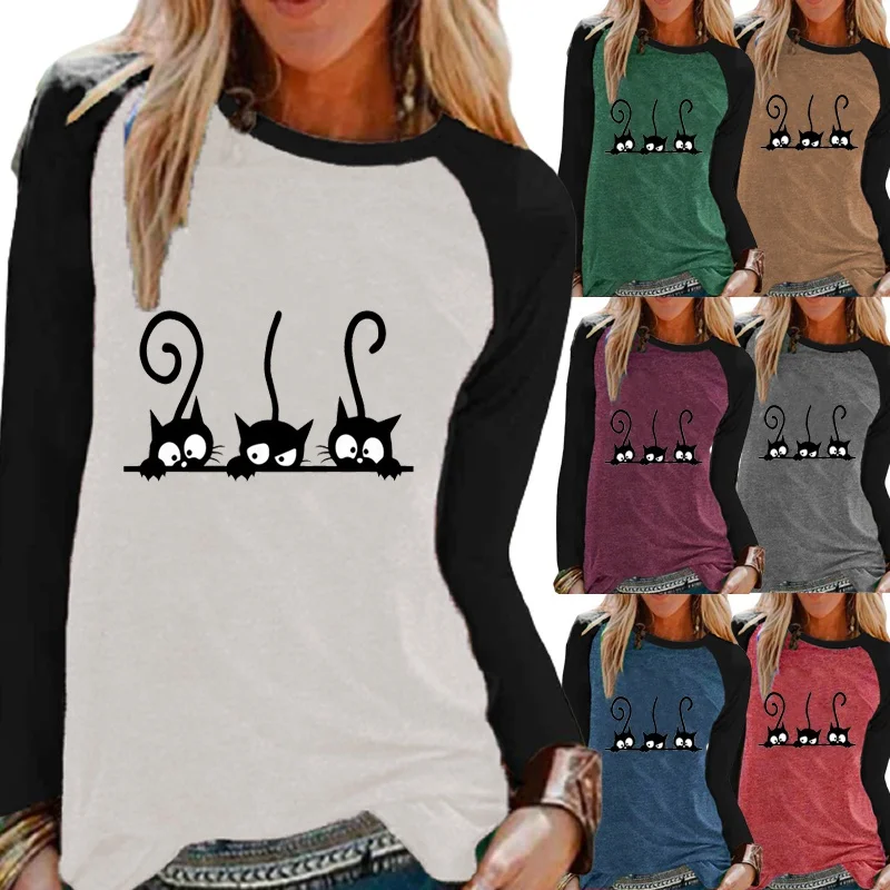 Autumn Ladies Casual Long Sleeve Shirt Top Fashion Round Neck Loose Cat Print Women's T-shirt Sweatshirt XS-5XL
Autumn Ladies Casual Long Sleeve Shirt Top Fashion Round Neck Loose Cat Print Women's T-shirt Sweatshirt XS-5XL