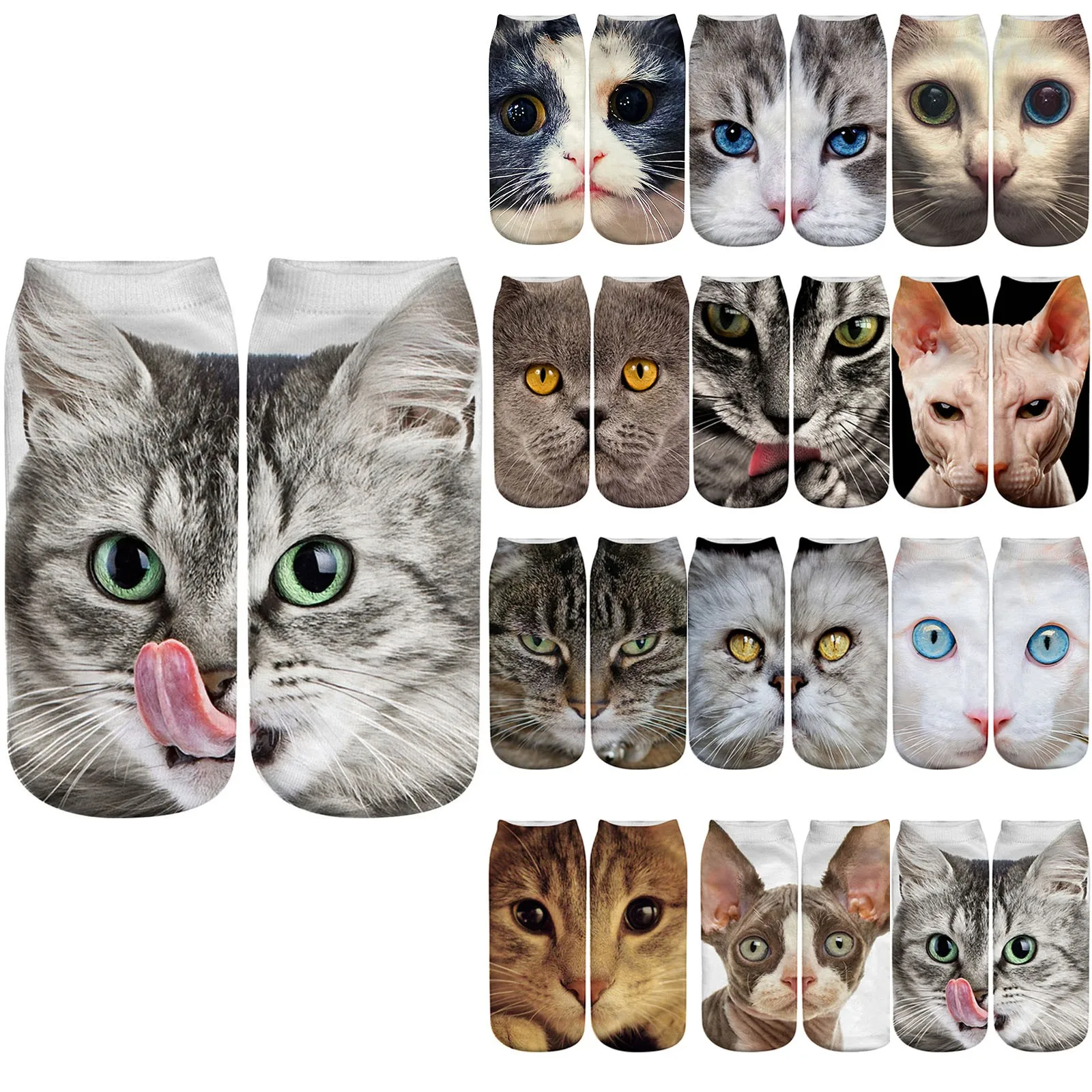 New 3D Print Funny Cute Cartoon Kitten Unisex Short Socks Creative Colorful Multiple Cat Face Happy Low Ankle Socks For Women
New 3D Print Funny Cute Cartoon Kitten Unisex Short Socks Creative Colorful Multiple Cat Face Happy Low Ankle Socks For Women