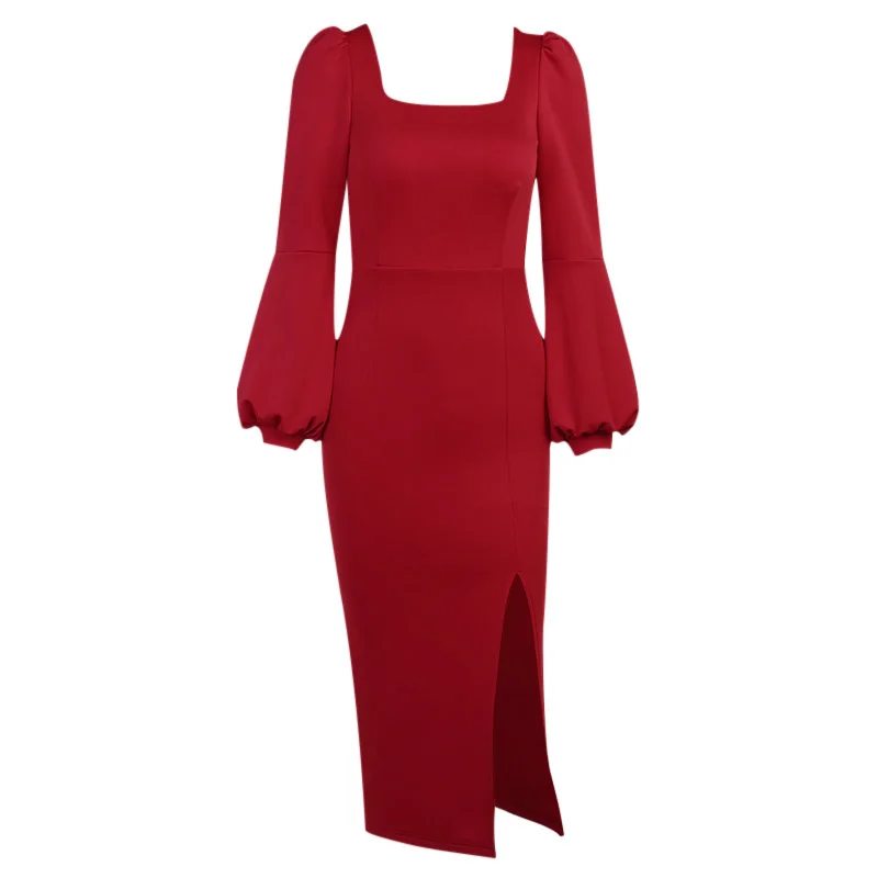 Beyouare Autumn Sexy Elegant Women Dress Turtleneck Puff Sleeve Slim Ankle-Length Dress 2020 Solid Streetwear Legs Split Dresses
Beyouare Autumn Sexy Elegant Women Dress Turtleneck Puff Sleeve Slim Ankle-Length Dress 2020 Solid Streetwear Legs Split Dresses