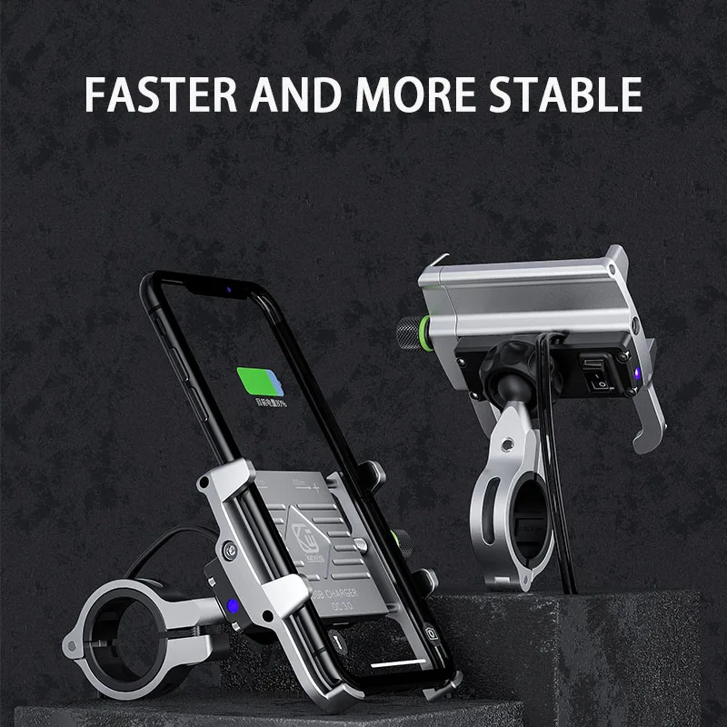 ARVIN QC3.0 Aluminum Motorcycle Phone Holder Stand With USB Charger Handlebar Charging Bracket for 3-7 inch Mobile Phone Mount
ARVIN QC3.0 Aluminum Motorcycle Phone Holder Stand With USB Charger Handlebar Charging Bracket for 3-7 inch Mobile Phone Mount