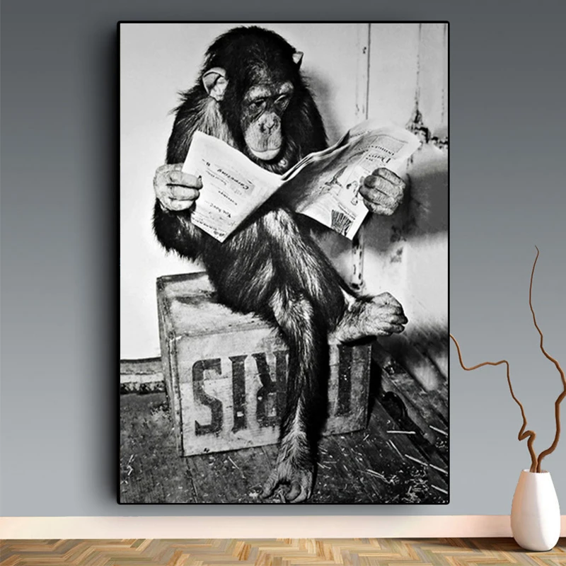 Funny Black White Monkey Business The Wall Reading Newspaper Painting Poster and Print Wall Art Picture Washroom Restroom Decor
Funny Black White Monkey Business The Wall Reading Newspaper Painting Poster and Print Wall Art Picture Washroom Restroom Decor