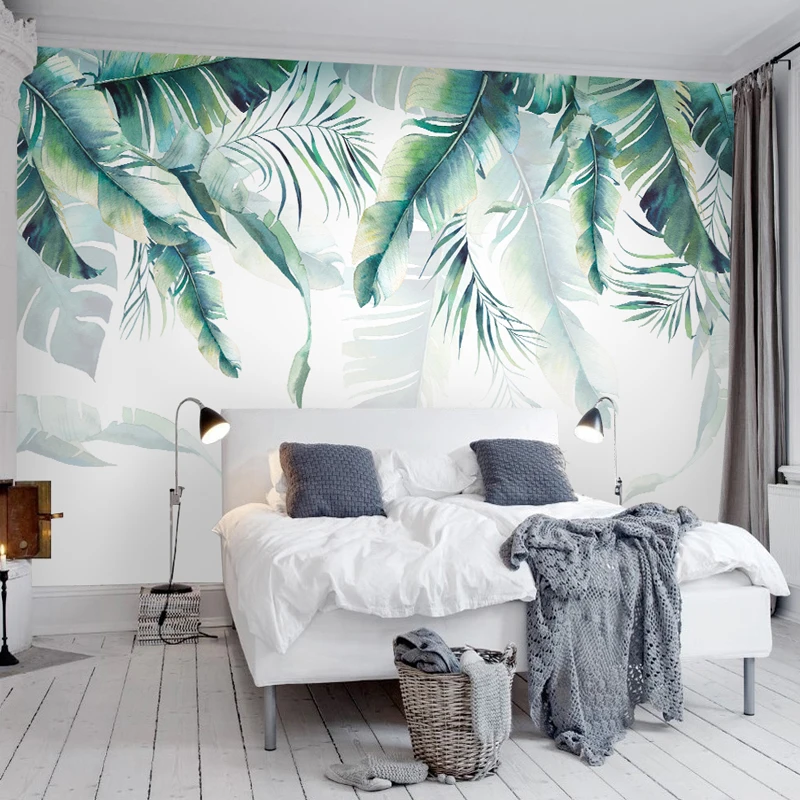 

Customized 3D Photo Mural Wallpaper Tropical Rain Forest Palm Banana Leaves Wall Painting Bedroom Living Room Sofa Background