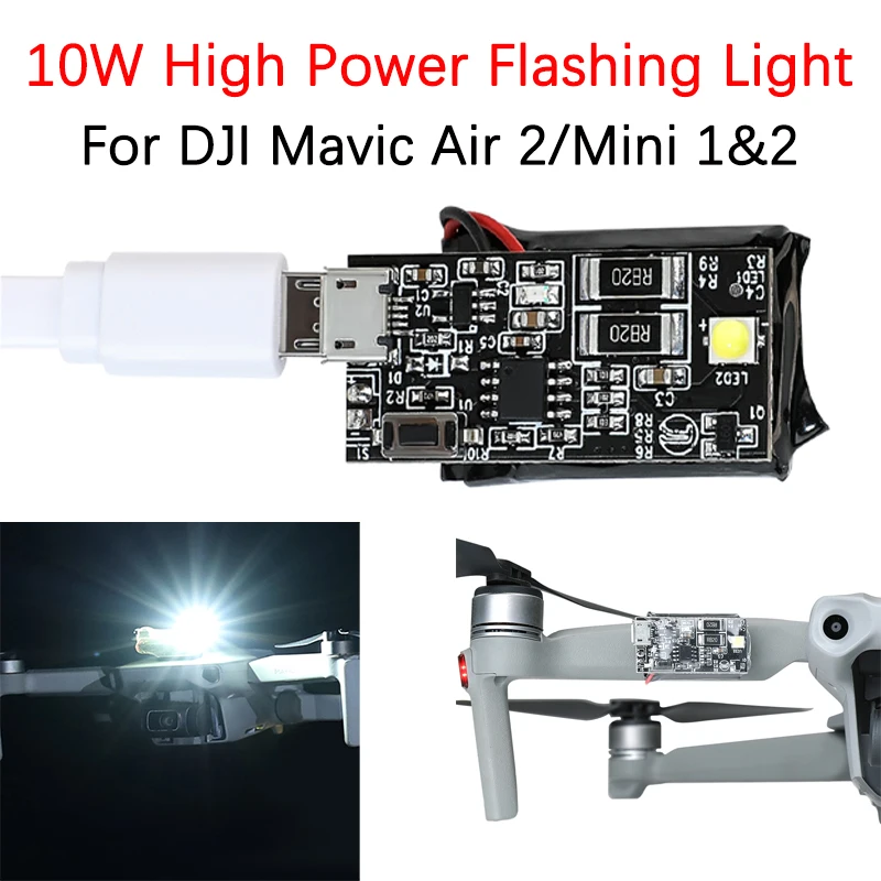 For DJI Mavic Air 2/Mini 1&2 Drone Rechargeable 10W High Power Super Bright Flashing Light Night Flight Light Lamp Accessories
For DJI Mavic Air 2/Mini 1&2 Drone Rechargeable 10W High Power Super Bright Flashing Light Night Flight Light Lamp Accessories