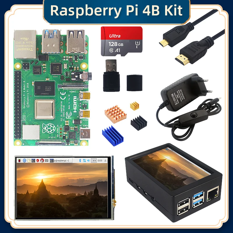 Raspberry Pi 4 Model B Kit 2G / 4G / 8G RAM + 3,5 дюймовый сенсорный экран + чехол + источник питания + карта + радиатор для Raspberry Pi 4
Raspberry Pi 4 Model B Kit 2G / 4G / 8G RAM + 3,5 дюймовый сенсорный экран + чехол + источник питания + карта + радиатор для Raspberry Pi 4