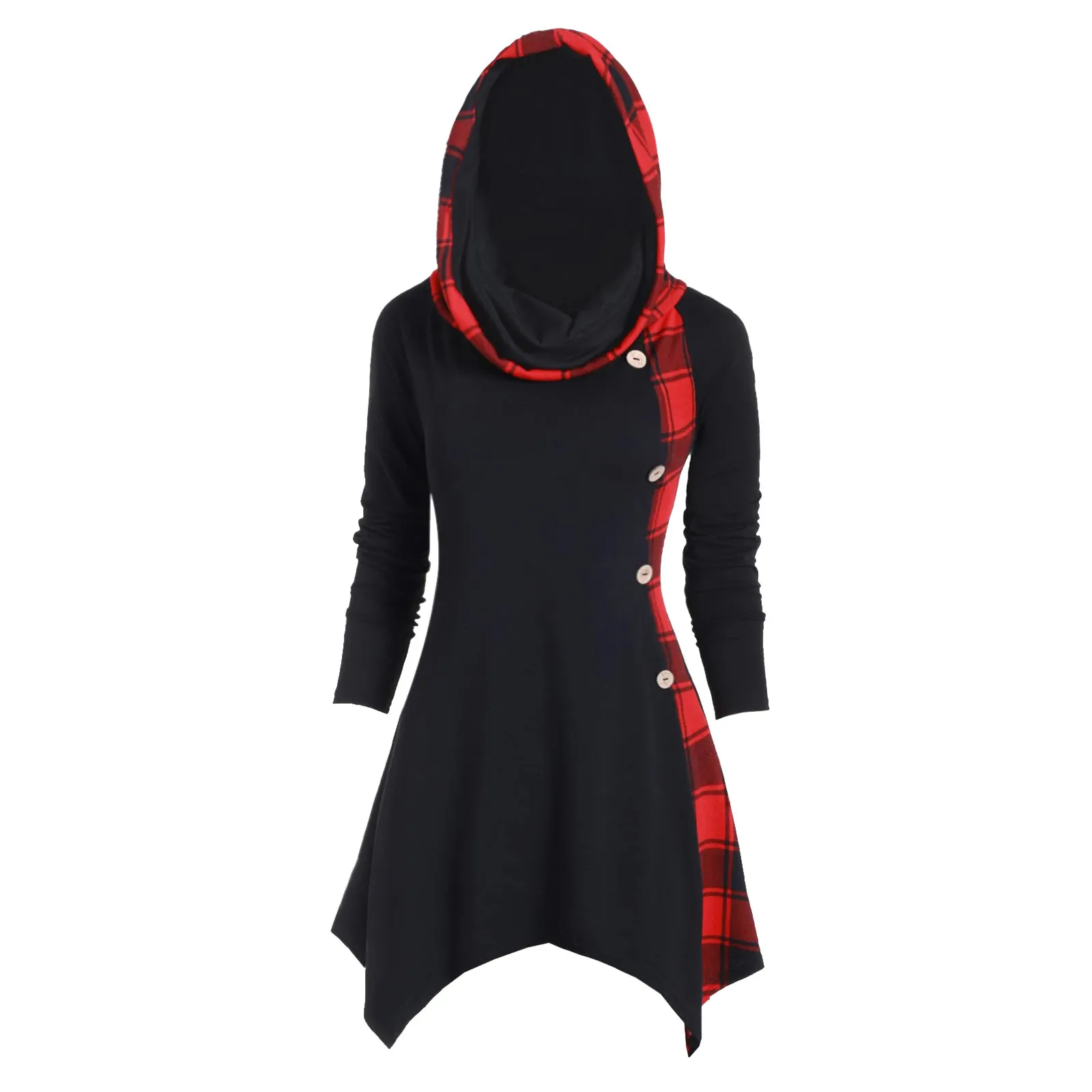 Autumn Winter Women Hooded Turtleneck Convertible Neck Lattice Stitching Button Irregular T-shirt Tops Streetwear Tops 2021
Autumn Winter Women Hooded Turtleneck Convertible Neck Lattice Stitching Button Irregular T-shirt Tops Streetwear Tops 2021