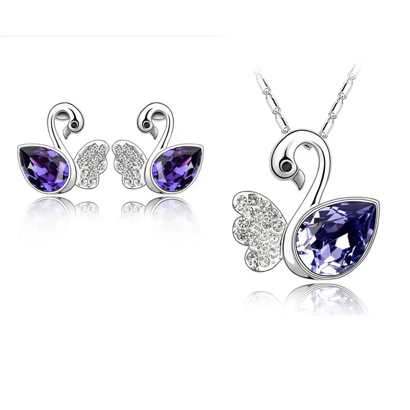 Hot sale boutique swan crystal jewelry pendant necklace earrings student female 
Hot sale boutique swan crystal jewelry pendant necklace earrings student female