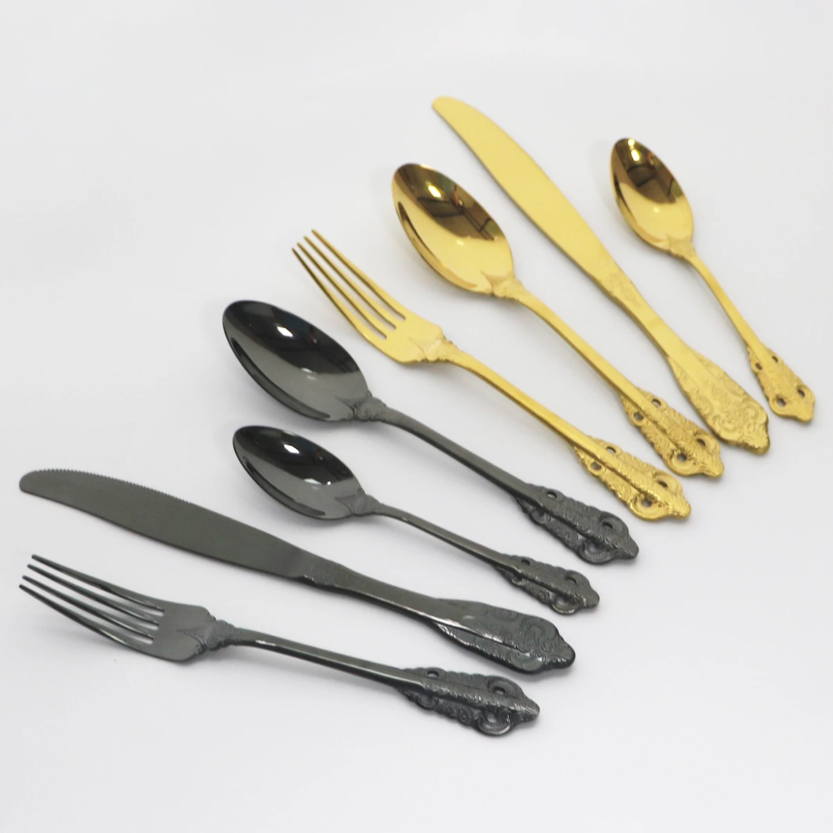 304 Stainless Steel Dinnerware Set 24Pcs/Set Black Cutlery Set Knife Fork Tea Spoon Tableware Set Western Kitchen Silverware Set
304 Stainless Steel Dinnerware Set 24Pcs/Set Black Cutlery Set Knife Fork Tea Spoon Tableware Set Western Kitchen Silverware Set