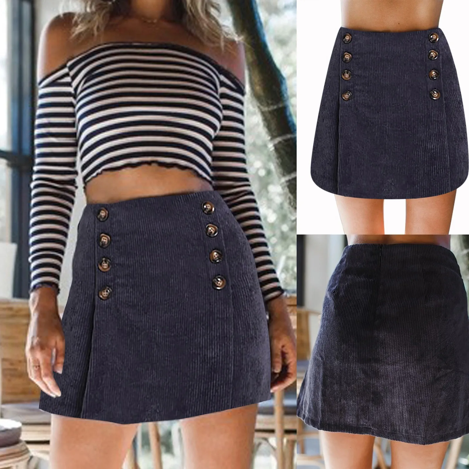 Women Solid Color Corduroy Skirt Double Breasted Temperament A-line skirt corduroy double-breasted short high waist sexy
Women Solid Color Corduroy Skirt Double Breasted Temperament A-line skirt corduroy double-breasted short high waist sexy