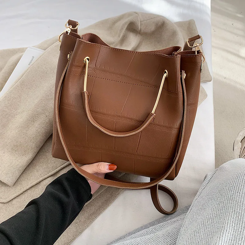 Luxury Totes Stone Pattern Pu Leather Bucket Bags For Women 2020 Large Capacity Shoulder Messenger Bag Lady Fashion Handbags
Luxury Totes Stone Pattern Pu Leather Bucket Bags For Women 2020 Large Capacity Shoulder Messenger Bag Lady Fashion Handbags