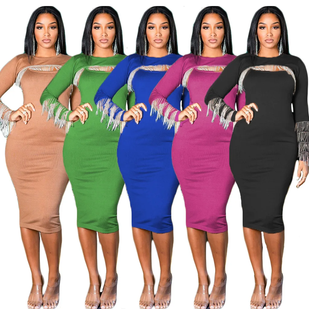 2021 Autumn and Winter Hot Sale Women's Fashion Tassel Dress Suit Sexy Dress Bare Chest Midi Skirt Two-piece Suit
2021 Autumn and Winter Hot Sale Women's Fashion Tassel Dress Suit Sexy Dress Bare Chest Midi Skirt Two-piece Suit