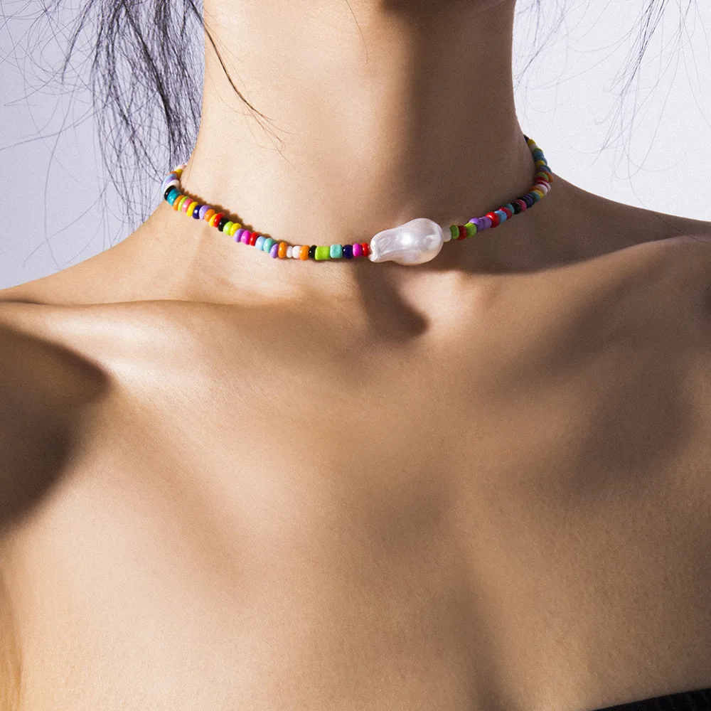 Bohemia small color bead necklace women's irregular Pearl Pendant Necklace women's 2019 summer neckline Necklace Girl Gift
Bohemia small color bead necklace women's irregular Pearl Pendant Necklace women's 2019 summer neckline Necklace Girl Gift