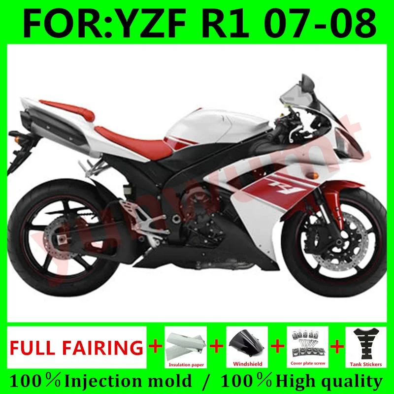 New ABS Injection Mold Motorcycle full Fairings Kit Fit for YAMAHA YZF-R1 2007 2008 YZF R1 07 08 bodywork fairing set red white
New ABS Injection Mold Motorcycle full Fairings Kit Fit for YAMAHA YZF-R1 2007 2008 YZF R1 07 08 bodywork fairing set red white