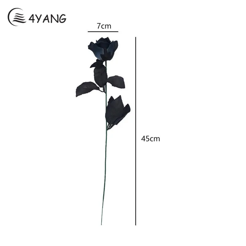 Black Artificial Silk Rose Bouquet Halloween Single Branch Home Simulation Fake Flower DIY Wedding Party Decoration | Дом и сад