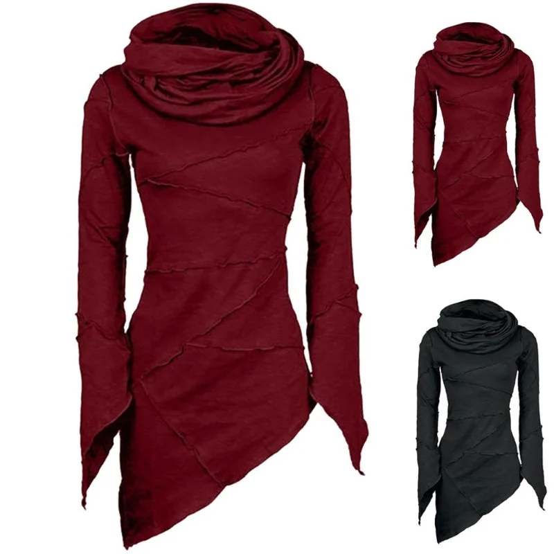 2021 Women Slim Solid Turtleneck Scarf Collar Asymmetric Sleeves Sweatershirt Hem Tops Stitching Hoodies Pile Collar Long Sleeve
2021 Women Slim Solid Turtleneck Scarf Collar Asymmetric Sleeves Sweatershirt Hem Tops Stitching Hoodies Pile Collar Long Sleeve