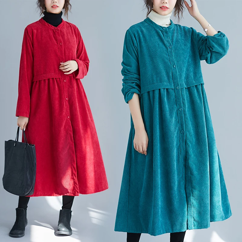 Women Trench Corduroy Coats Plus Size Long Sleeve Vintage Loose Outerwear Spring Autumn Clothes 2021 Ladies Windbreaker Jacket
Women Trench Corduroy Coats Plus Size Long Sleeve Vintage Loose Outerwear Spring Autumn Clothes 2021 Ladies Windbreaker Jacket