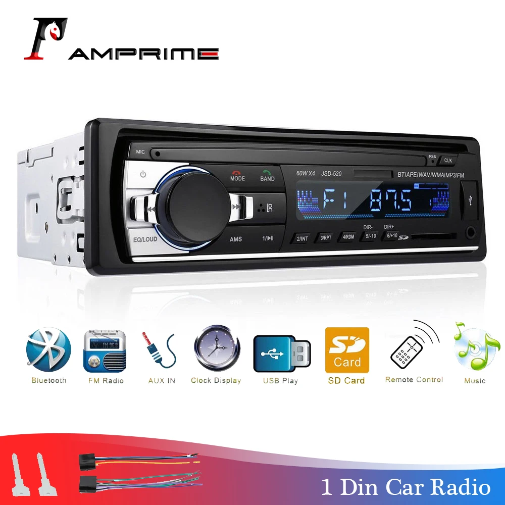 AMPrime автомобильный радиоприемник Bluetooth FM стерео радио USB SD AUX аудио плеер