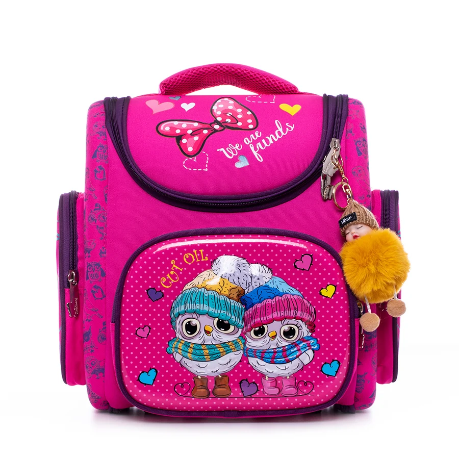 

Ортопедический школьный ранец для девочек, детский рюкзак с 3D рисунком совы для детей, школьные ранцы, 2020