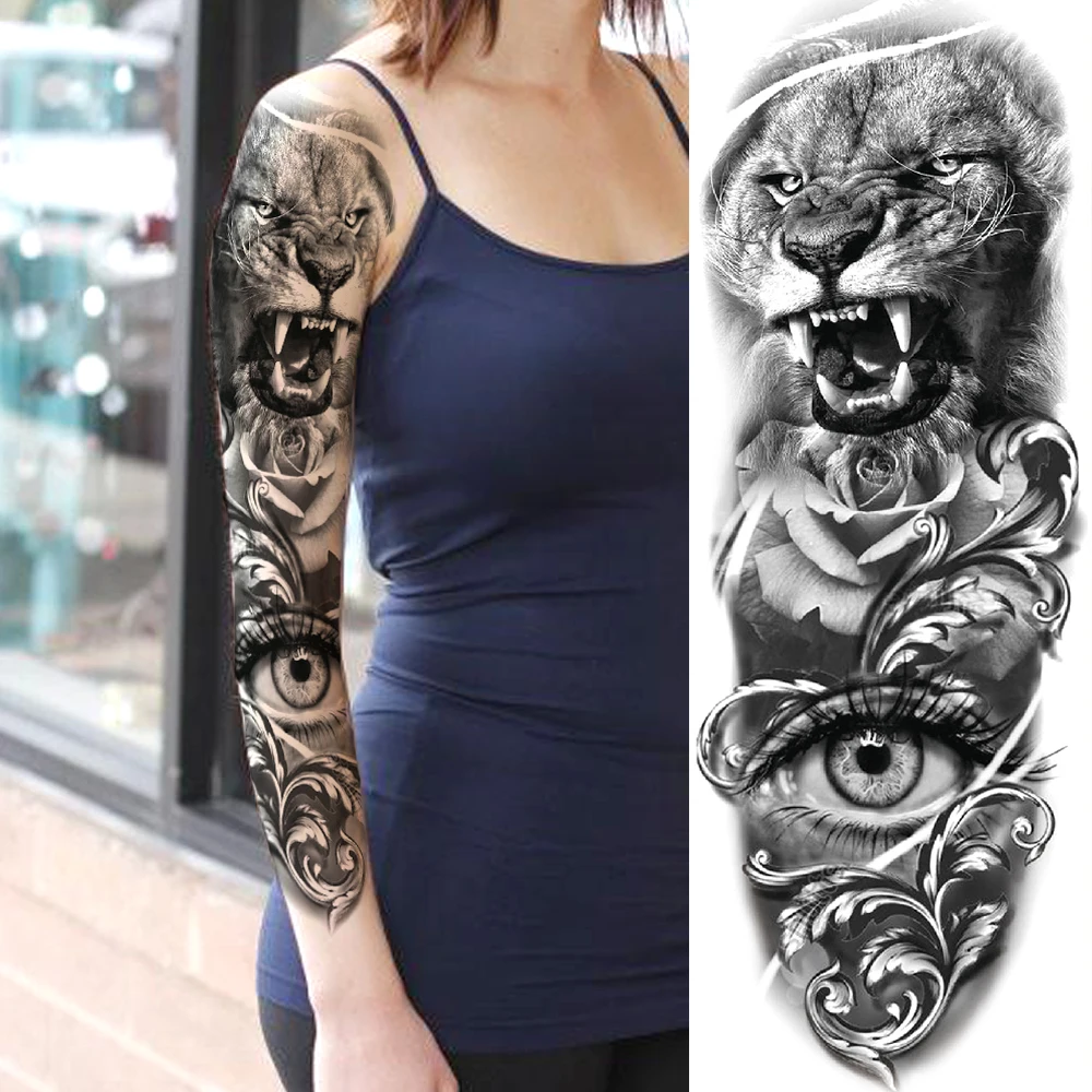 Временные татуировки для мужчин и женщин реалистичные в виде черепа розы