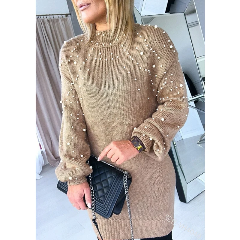 Mandylandy Autumn and Winter Women's Fashion casual Pearl Print Pullovers Sweater Long Sleeve Loose Knitted Sweater Dress Tops
Mandylandy Autumn and Winter Women's Fashion casual Pearl Print Pullovers Sweater Long Sleeve Loose Knitted Sweater Dress Tops