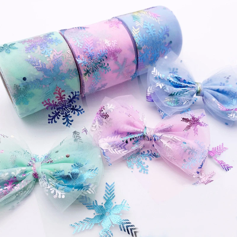 25 yards Snowflake Printed Organza Ribbons DIY Apparel Sewing Fabric Wedding Party Decoration Hair Bow Accessories
25 yards Snowflake Printed Organza Ribbons DIY Apparel Sewing Fabric Wedding Party Decoration Hair Bow Accessories