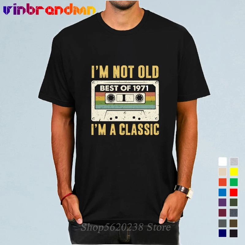 Винтажная классическая мужская футболка из хлопка I'm Not Old I'm A Classic 1971, потрясающая футболка с короткими рукавами, подарок на день рождения 
Винтажная классическая мужская футболка из хлопка I'm Not Old I'm A Classic 1971, потрясающая футболка с короткими рукавами, подарок на день рождения