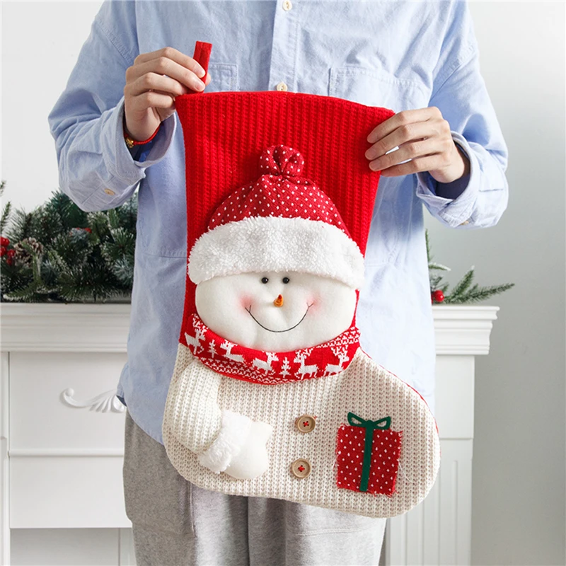 

1 шт., рождественские чулки, носки, 3D чулки в виде снеговика, Санты, Подарочный пакет для рождественских конфет, украшение для камина, рождест...