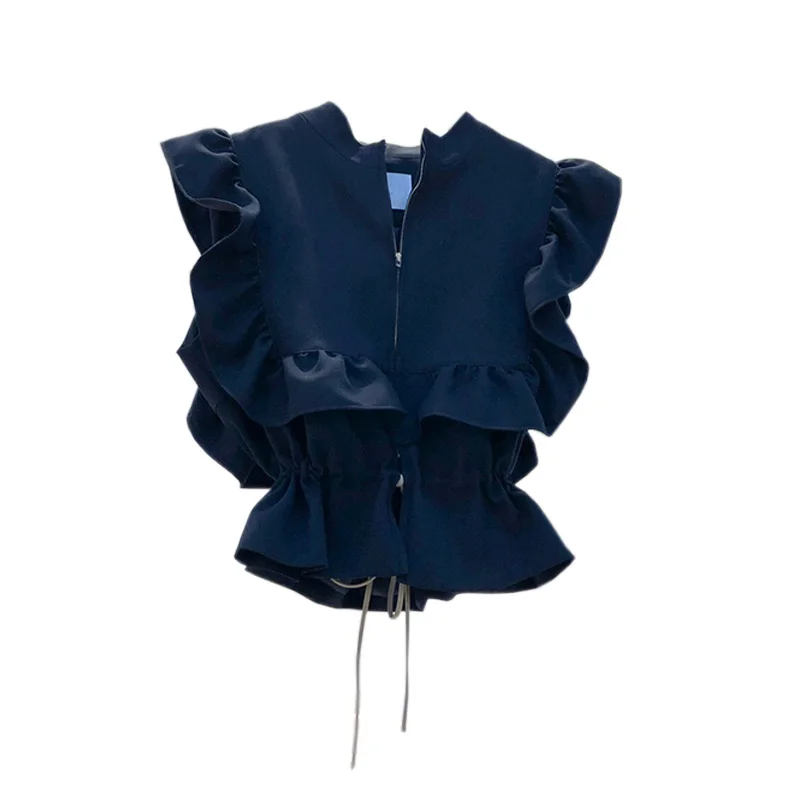 Slim Waist Ruffled Drawstring Zipper Waistcoat Korea 2021 Spring Women's Vest Fashion Casual Vest Women Top
Slim Waist Ruffled Drawstring Zipper Waistcoat Korea 2021 Spring Women's Vest Fashion Casual Vest Women Top
