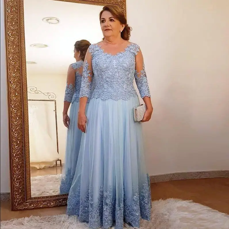 Elegant Mother Of The Bride Groom Dresses A-line 3/4 Sleeves Tulle Appliques Beaded Long Women Prom Dress For Weddings 2022
Elegant Mother Of The Bride Groom Dresses A-line 3/4 Sleeves Tulle Appliques Beaded Long Women Prom Dress For Weddings 2022